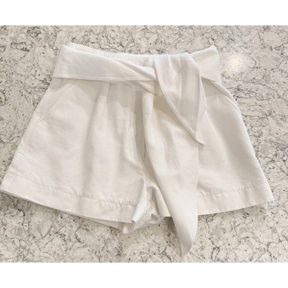 Tibi Shorts Women’s Size 2 White Cotton Tie High Waist - Picture 2 of 14